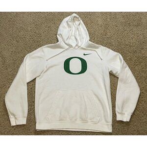 Oregon Ducks Nike White Fleece Hoodie Sweatshirt Size Medium M Worn Big O